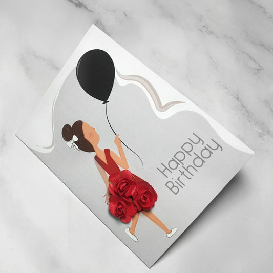 Red flowers 3D Birthday Card